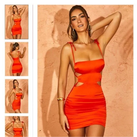 NWT rust orange cutout oh Polly dress - Picture 3 of 3